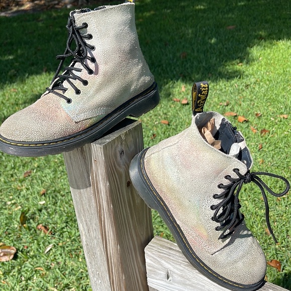 Dr. Martens , 1460 Pascal Y, rainbow iridescent combat boots. Lace up, Zip. - Picture 2 of 14